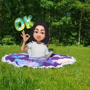 Mandala High Quality Round Beach Towel (feathers)